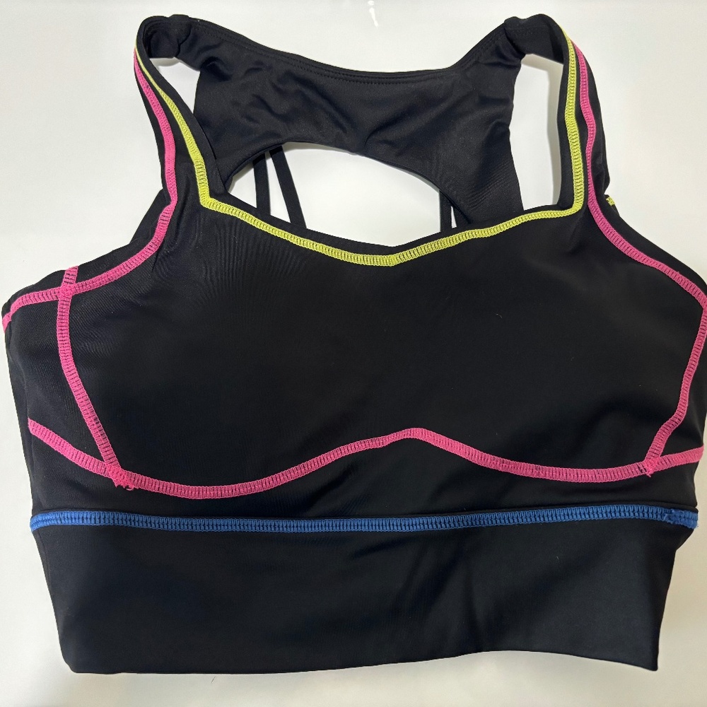 Black multi-color sports bra